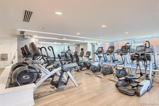 a view of a room with gym equipment