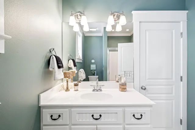 a bathroom with a bathtub