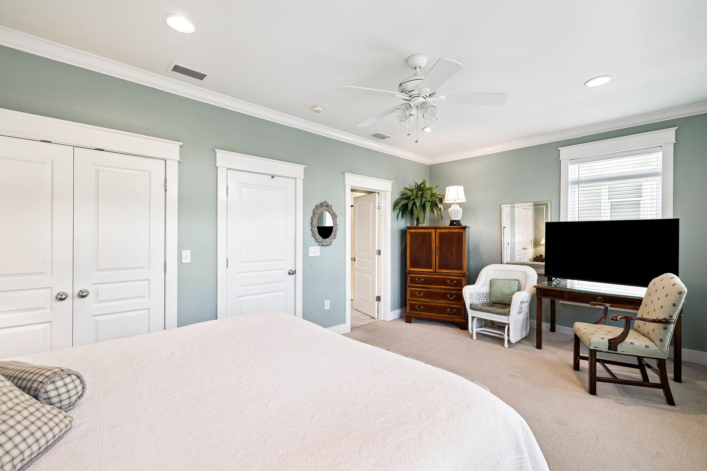 54 Surfer Lane Seacrest, FL 32461 - Photo 27 of 47 a bedroom with a bed and a chandelier