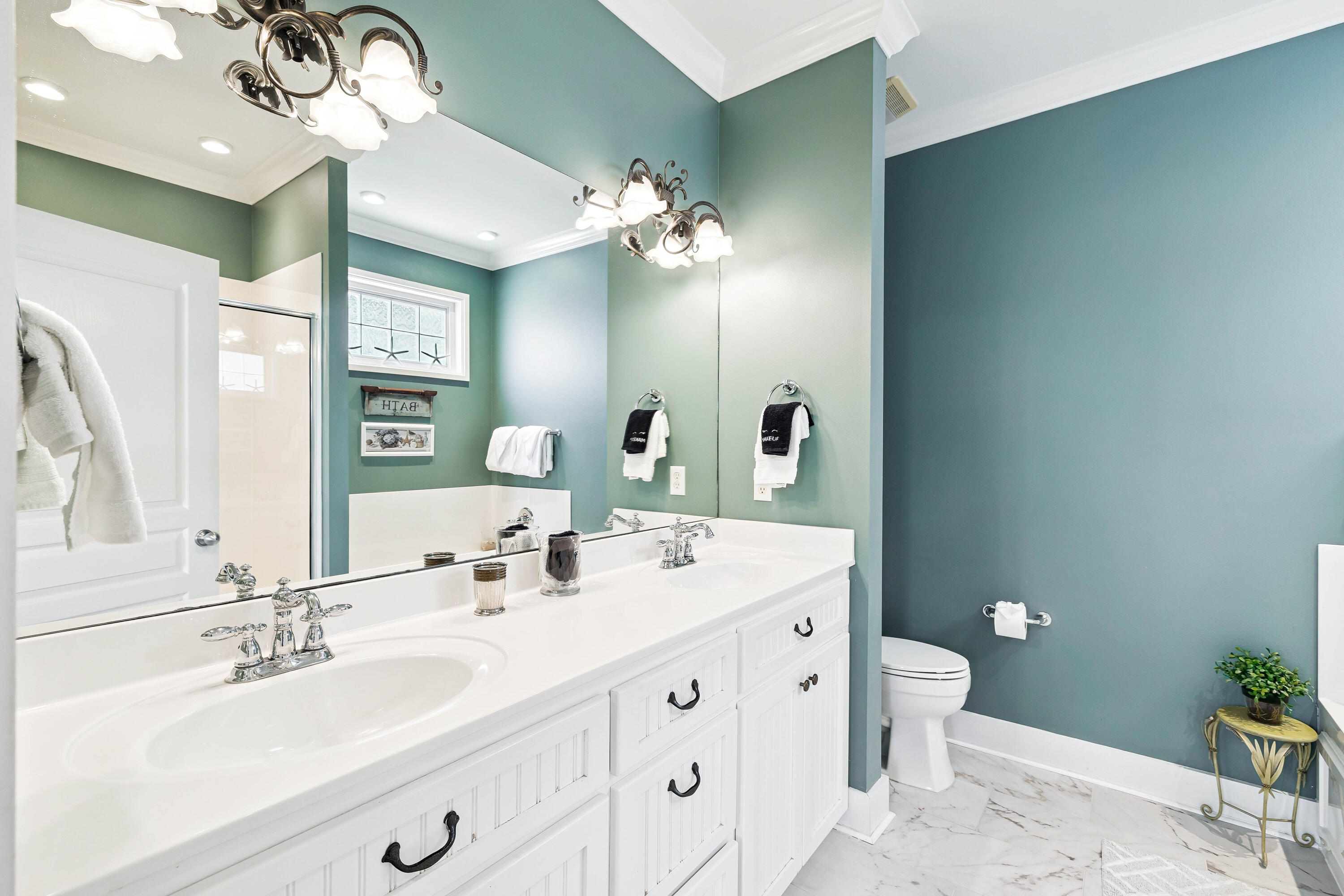 54 Surfer Lane Seacrest, FL 32461 - Photo 28 of 47 a bathroom with a double vanity sink and a mirror