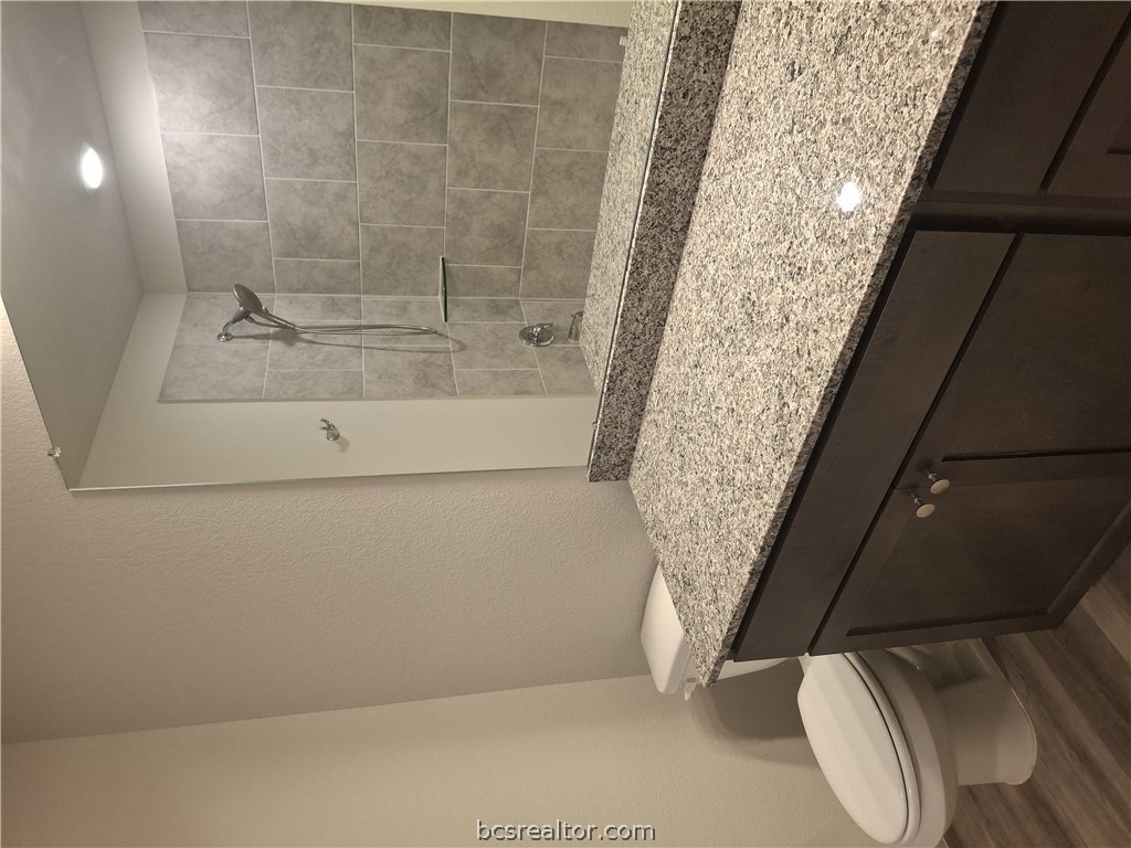 1864 Taggart Trail Bryan, TX 77807 - Photo 8 of 12 a bathroom with a granite countertop sink a toilet and shower
