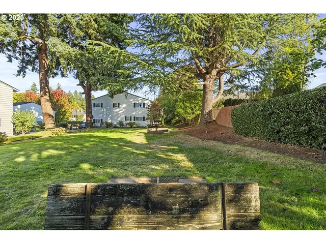 a backyard of a house with lots of green space
