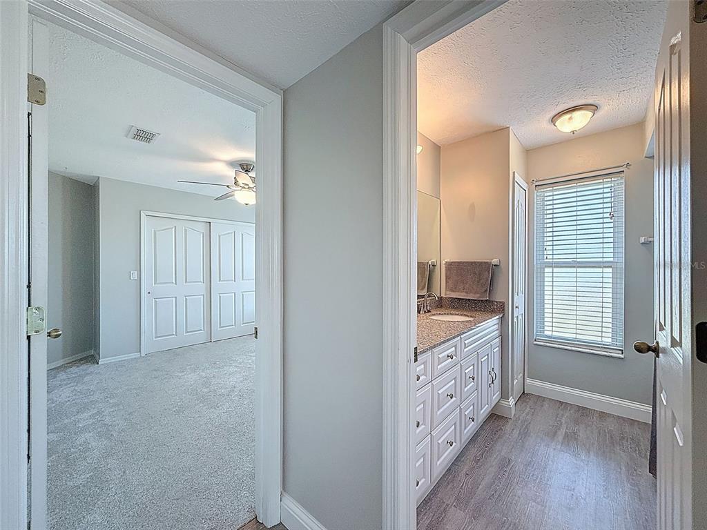 3342 Turks Cap Drive Hernando Beach, FL 34607 - Photo 45 of 100 a bathroom with a granite countertop sink a mirror a vanity and a shower