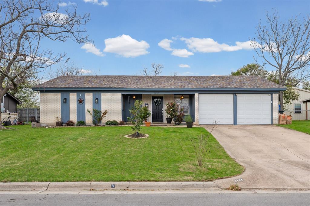 3900 Cresthill Road Benbrook, TX 76116 - Photo 2 of 18 Ranch-style house featuring an attached garage, driveway, brick siding, and a porch