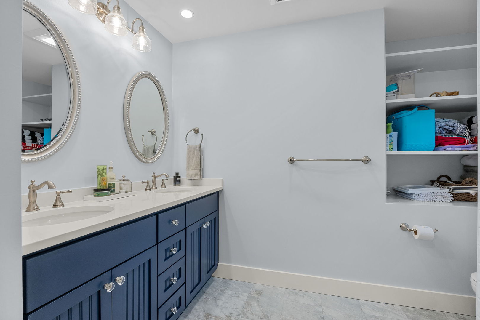 16 2nd Avenue Osterville, MA 02655 - Photo 18 of 49 a bathroom with a double vanity sink and a mirror