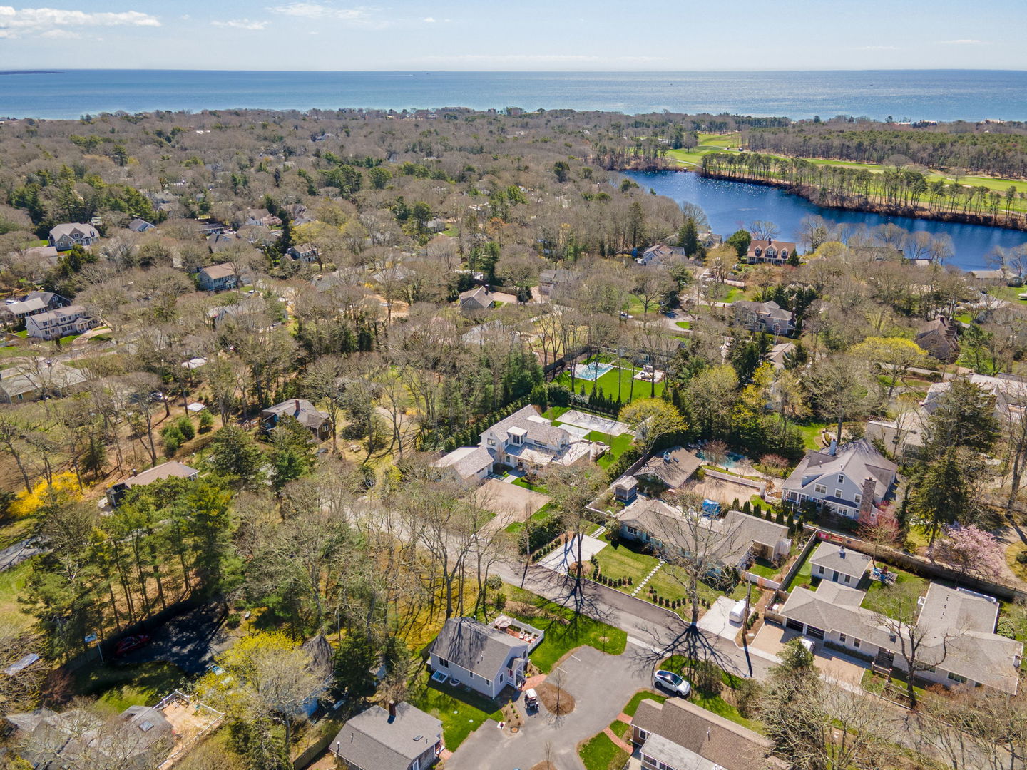 16 2nd Avenue Osterville, MA 02655 - Photo 44 of 49 an aerial view of a houses with a lake
