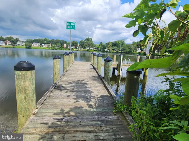 a view of a lake with a large bridge