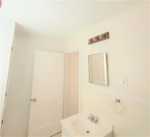 a bathroom with a sink and shower