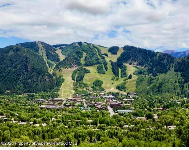 a view of a garden with a building