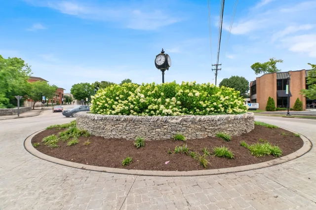 a front view of a house with a yard and trees