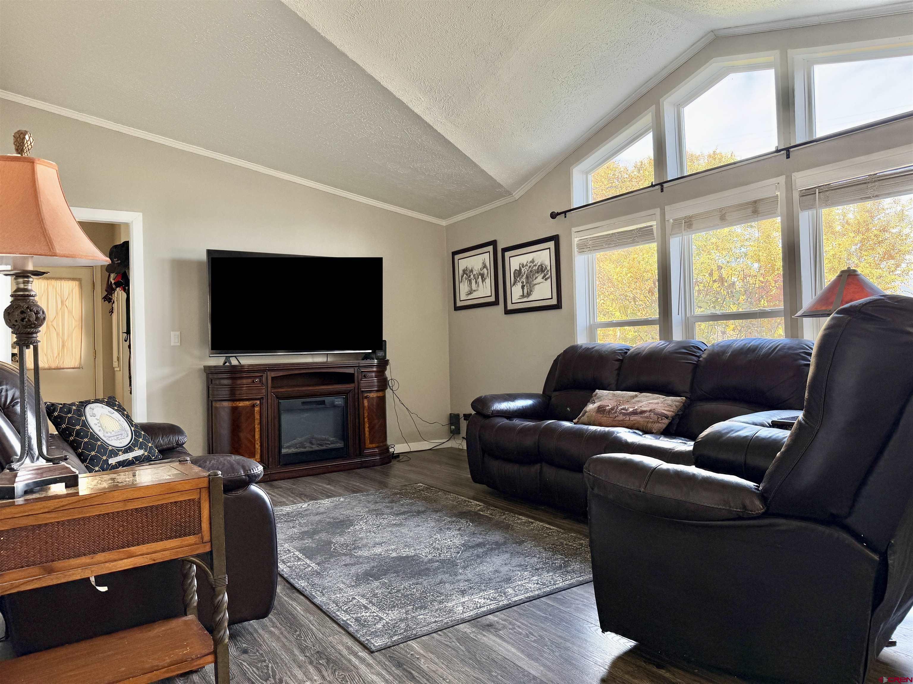 650 1725th Road Delta, CO 81416 - Photo 18 of 45 a living room with a flat screen tv and a fireplace