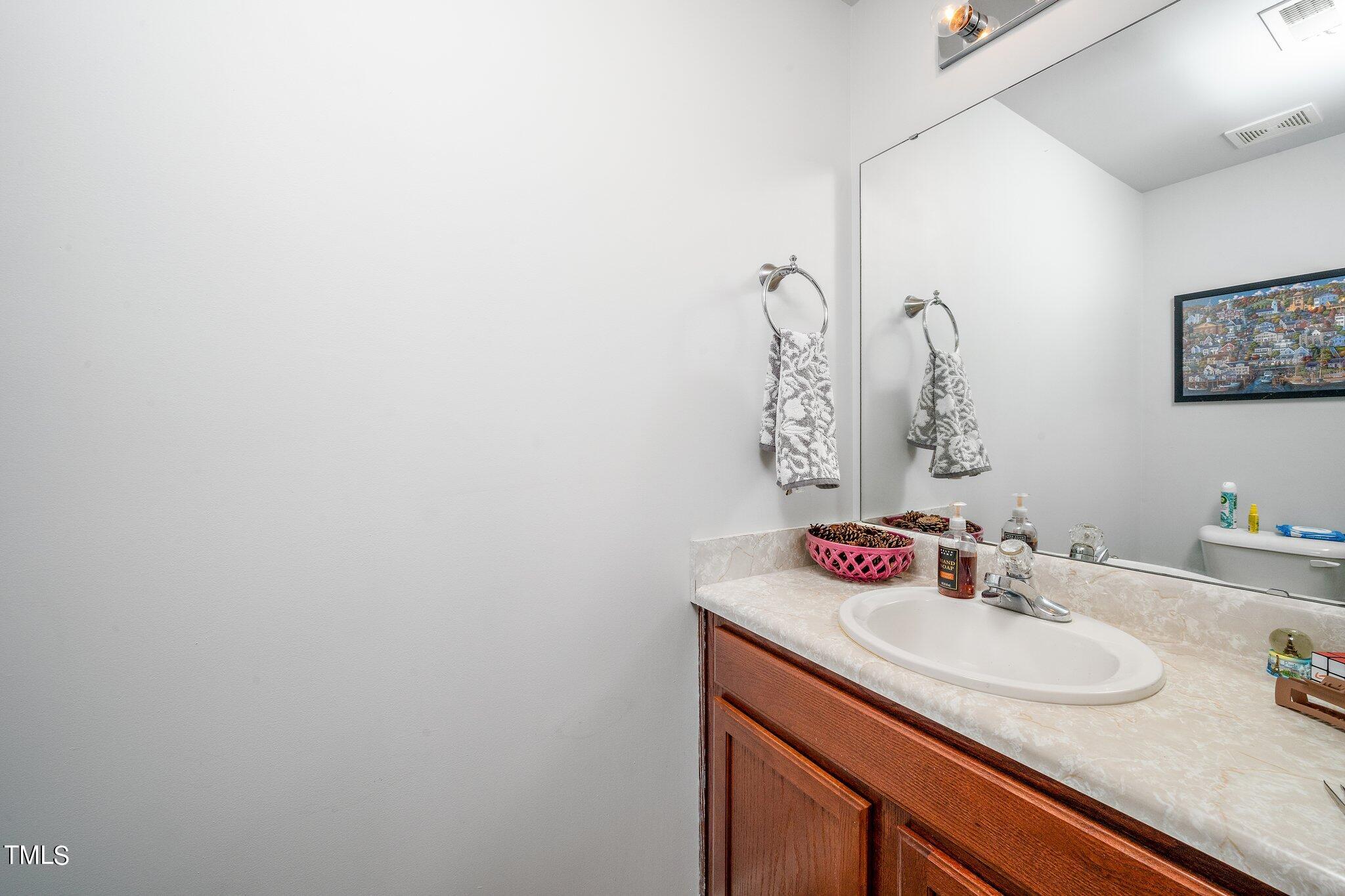 9813 Cicero Drive Raleigh, NC 27617 - Photo 9 of 21 a bathroom with a sink and a mirror