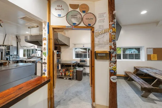 a room with furniture and a clock