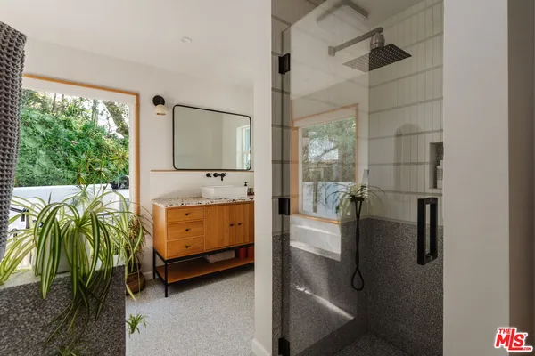 a living room with furniture