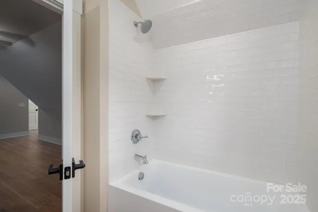 a bathroom with a bathtub
