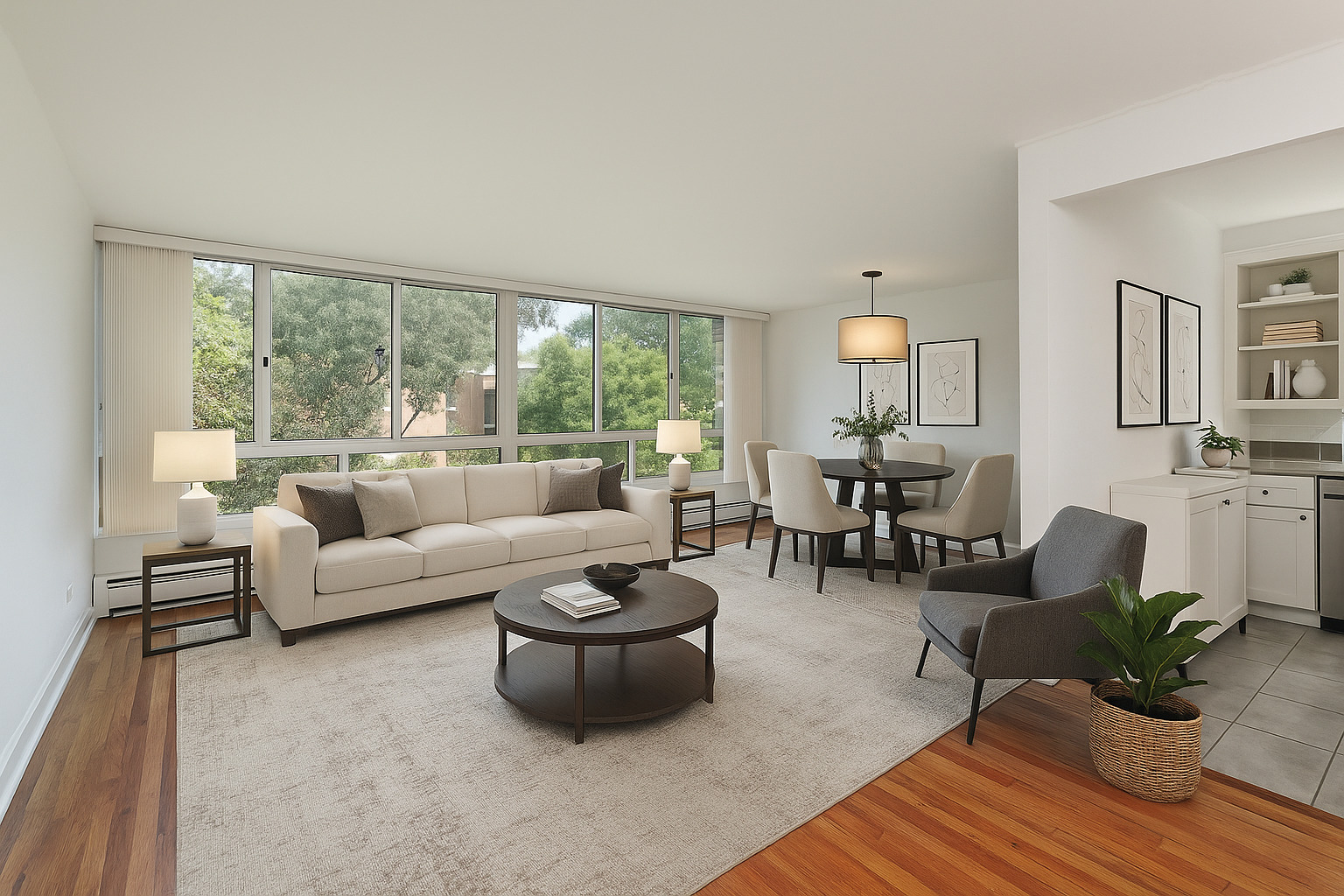 2730 Central Street, Unit 3A Evanston, IL 60201 - Photo 3 of 18 a living room with furniture and a large window