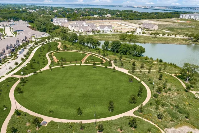 a view of a lake from a yard