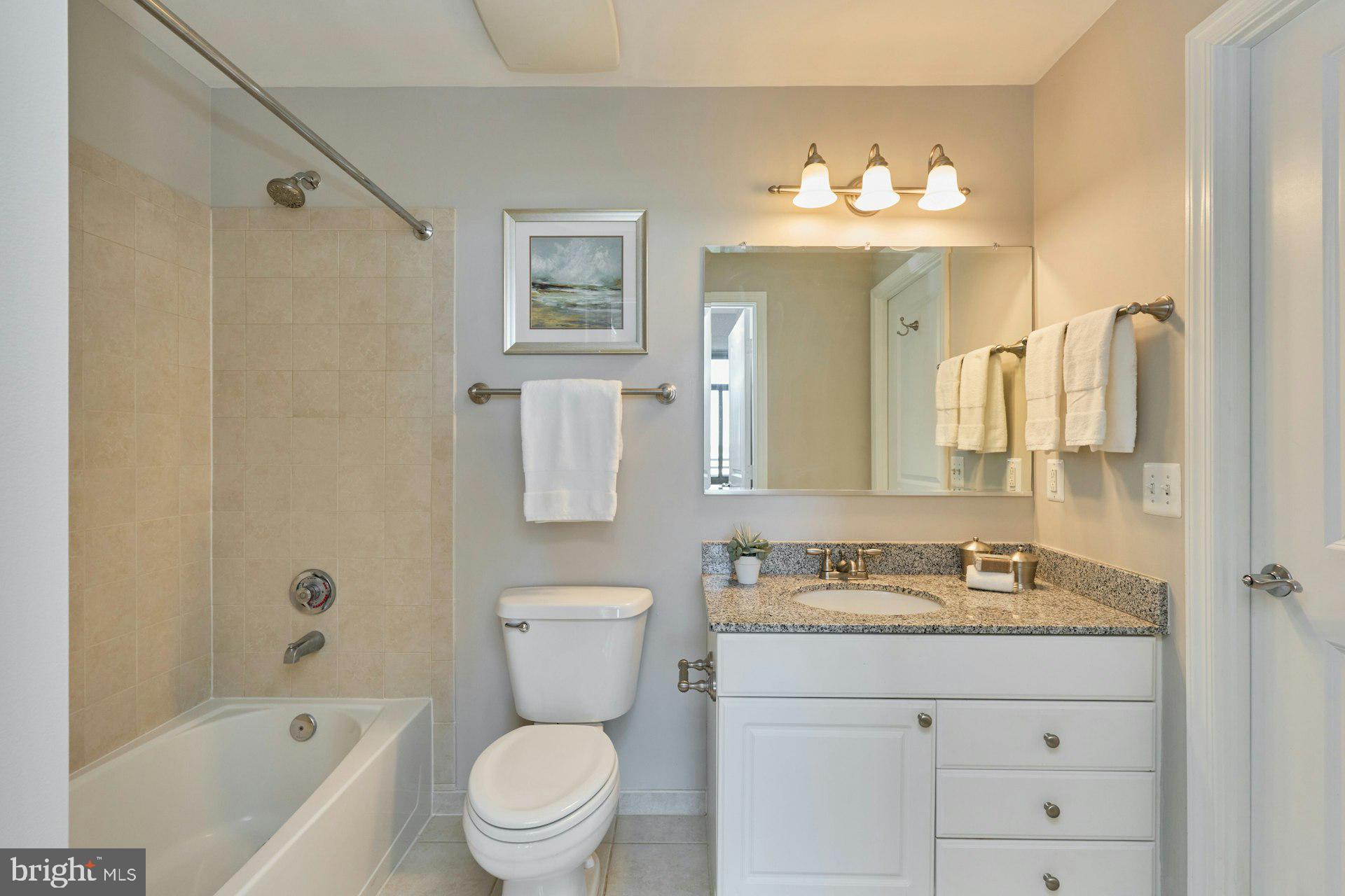 3650 South Glebe Road, Unit 652 Arlington, VA 22202 - Photo 21 of 54 a bathroom with a granite countertop sink toilet and shower