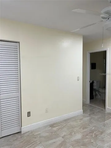an empty room with closet