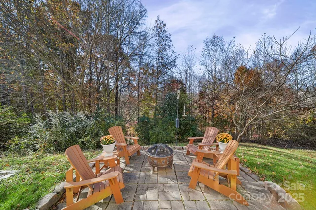 a view of a chairs and table in the yard