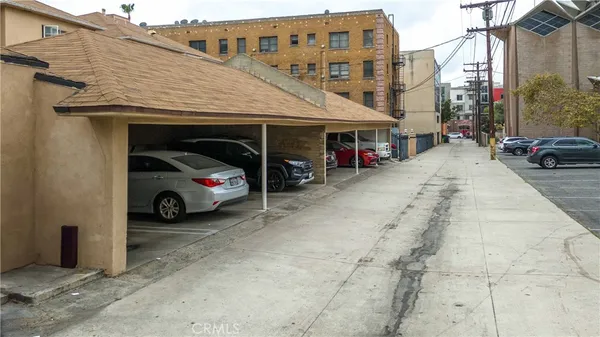 a car parked in front of a building
