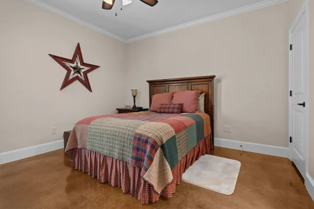 a bedroom with a bed and closet