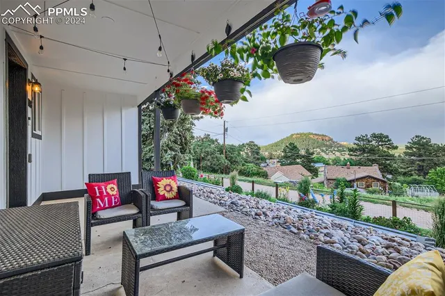 a outdoor living space with furniture