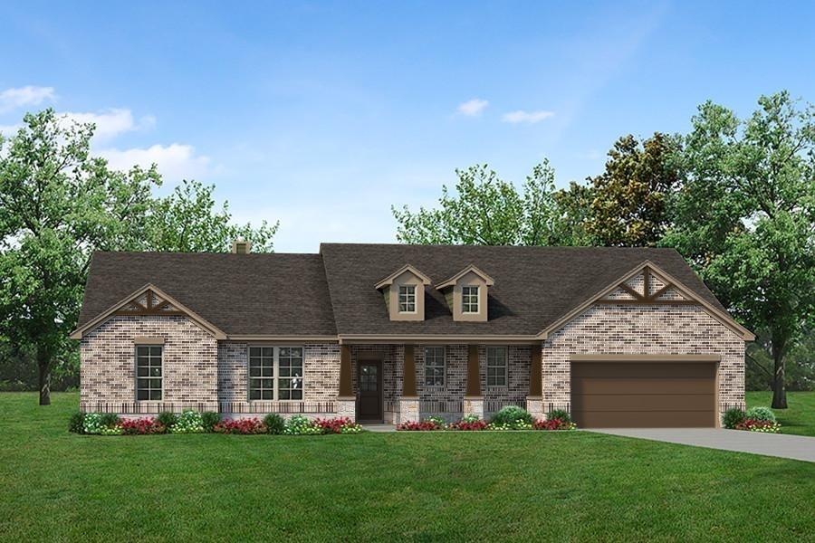 137 Moss Gln Lane Rhome, TX 76078 - Photo 2 of 12 a front view of a house with a garden and yard