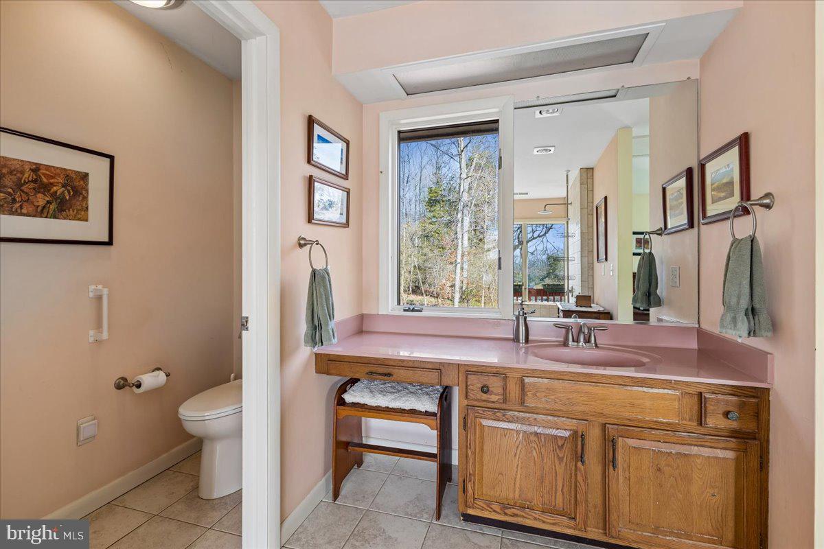 10087 John Carvill Road Chestertown, MD 21620 - Photo 24 of 63 a bathroom with a sink a toilet and a large mirror