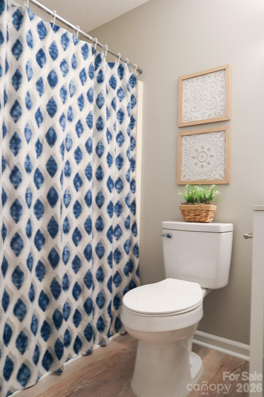 525 12th Street Southwest, Unit 26 Hickory, NC 28602 - Photo 14 of 21 a white toilet sitting next to a shower curtain