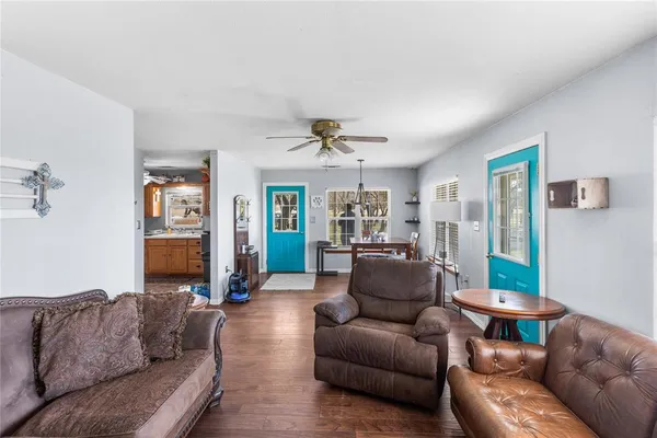 a living room with furniture and a couch
