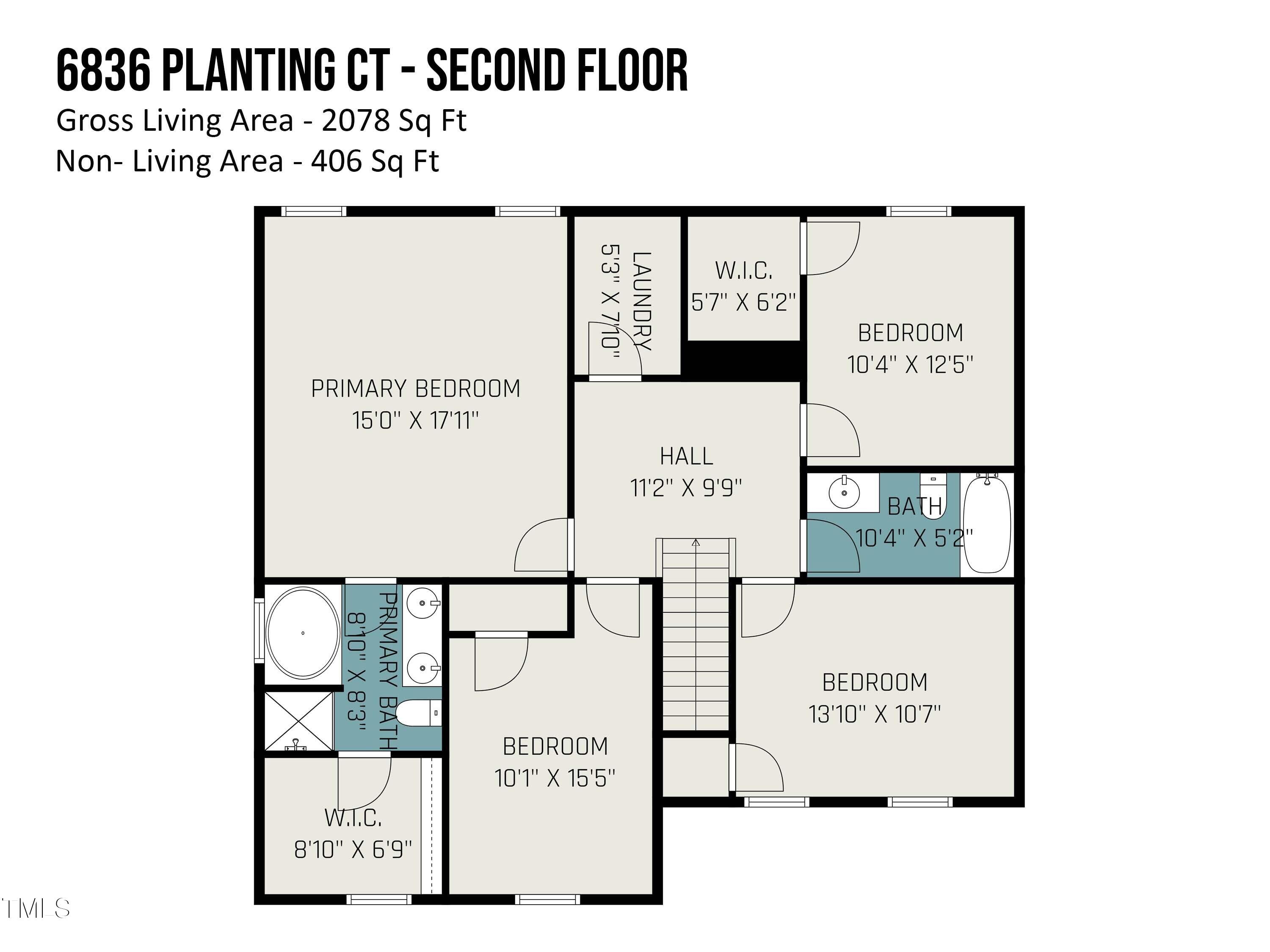 6836 Planting Court Raleigh, NC 27610 - Photo 38 of 38 Floor Plan - Second Floor