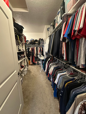 3145 South 500 West Vernal, UT 84078 - Photo 54 of 64 Walk in closet featuring attic access and carpet flooring