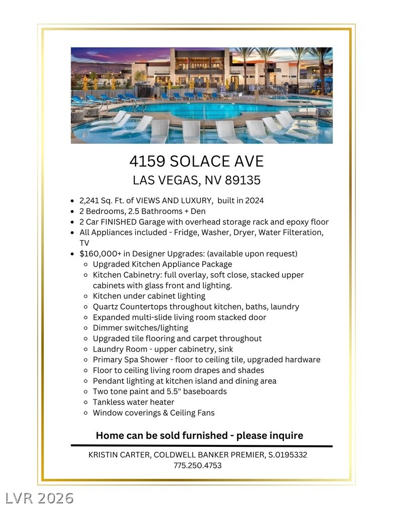 4159 Solace Street, Unit 2 Las Vegas, NV 89135 - Photo 50 of 71 List of upgrades