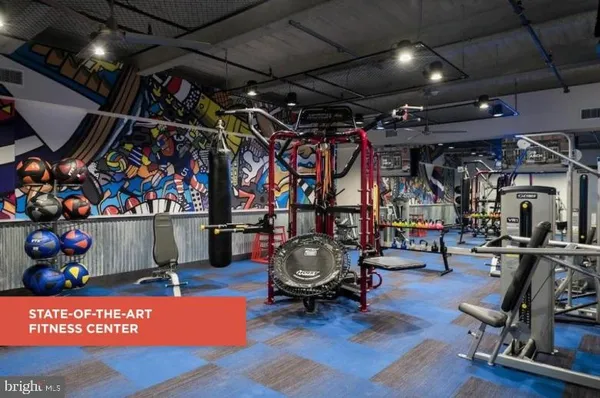 a room with gym equipment