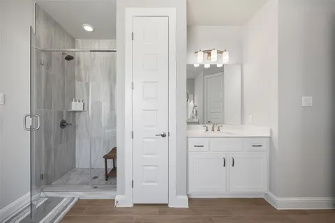 a bathroom with a shower