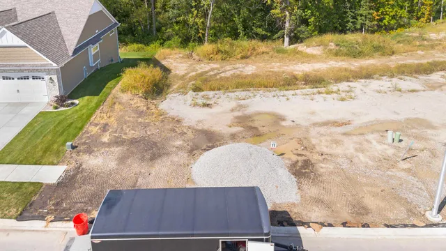 an aerial view of a house