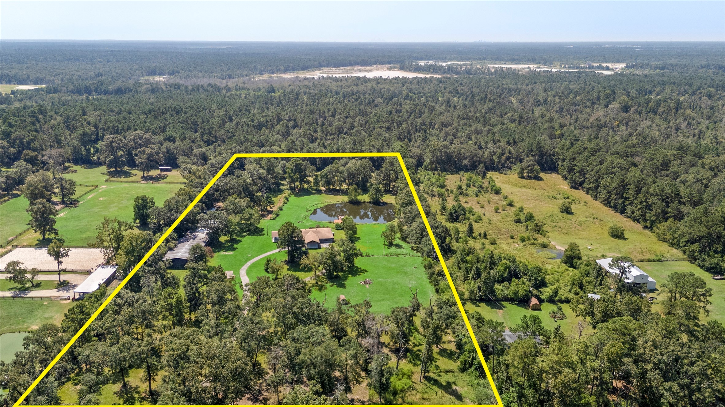 14818 Walker Road Conroe, TX 77302 - Photo 39 of 44 Aerial photo front- boundary lines are approximate