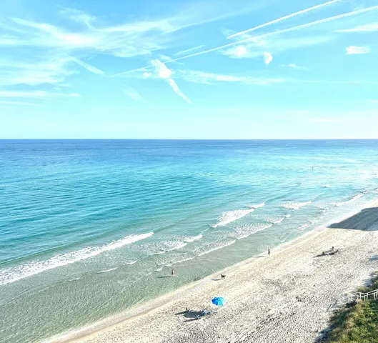 a view of an ocean and beach
