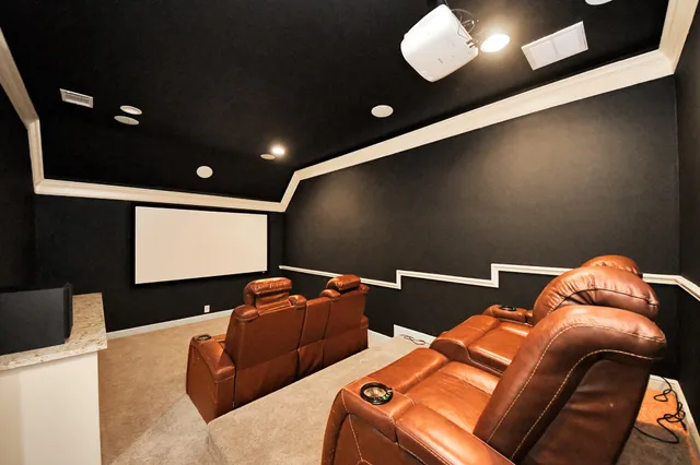 a projector room with furniture