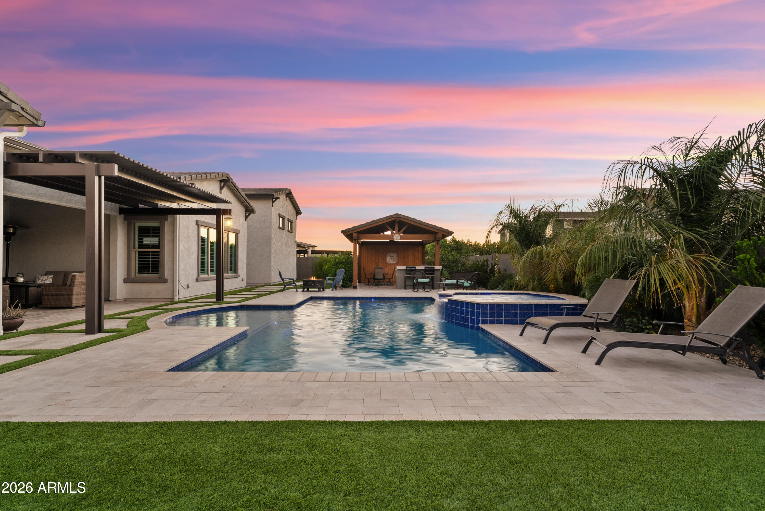 22820 East Camacho Road Queen Creek, AZ 85142 - Photo 52 of 58 Backyard at Dusk
