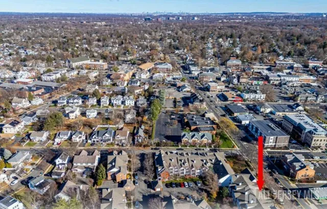 a city view with tall buildings