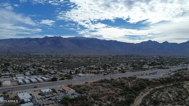 a view of city and mountain