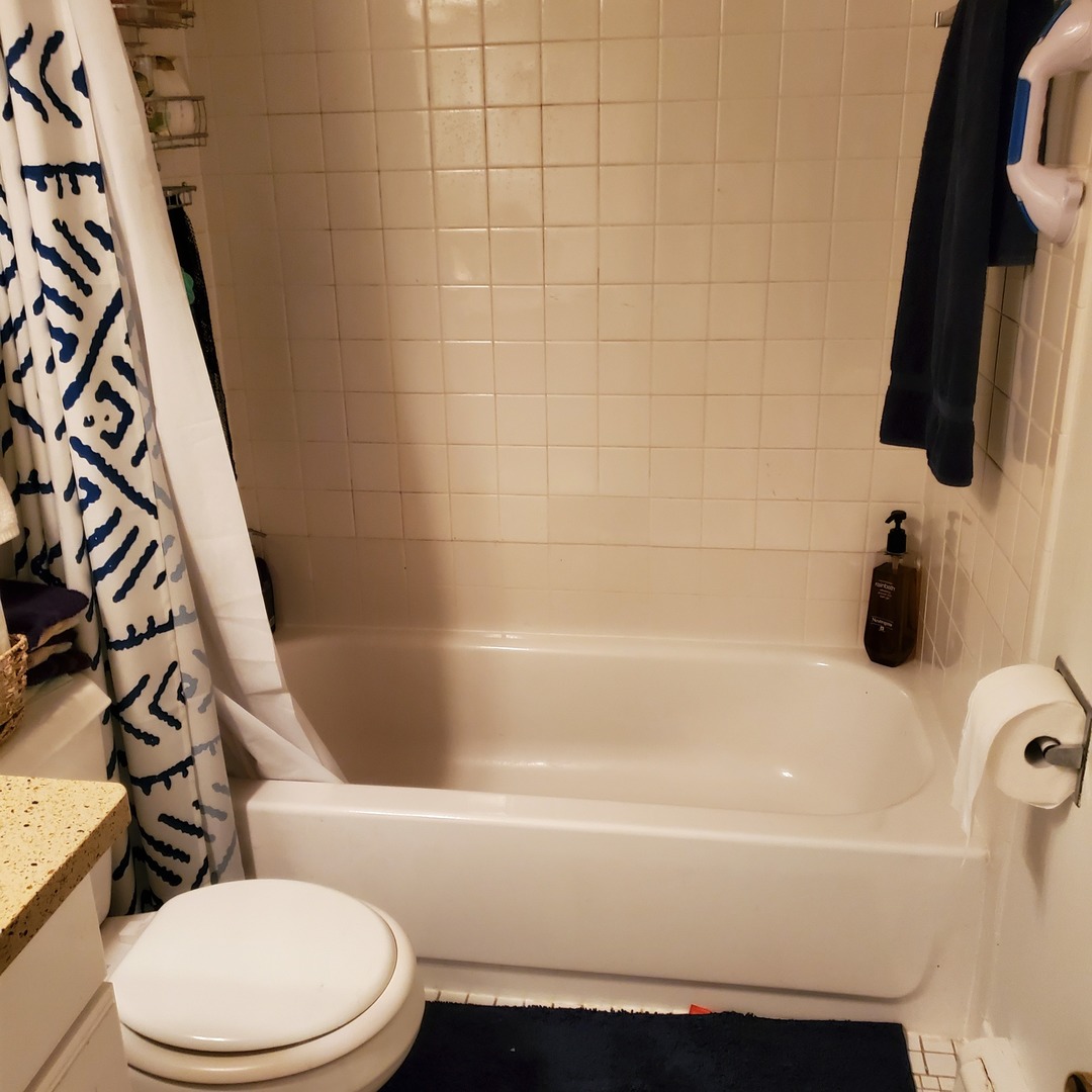910 Washington Street, Unit 1A Evanston, IL 60202 - Photo 10 of 14 a bathroom with a bathtub and a toilet