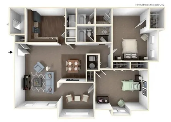 a view of a living room with furniture