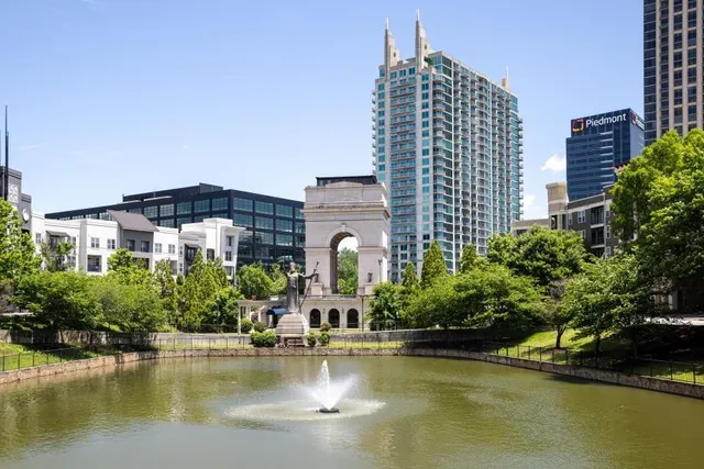 a view of a city with tall buildings