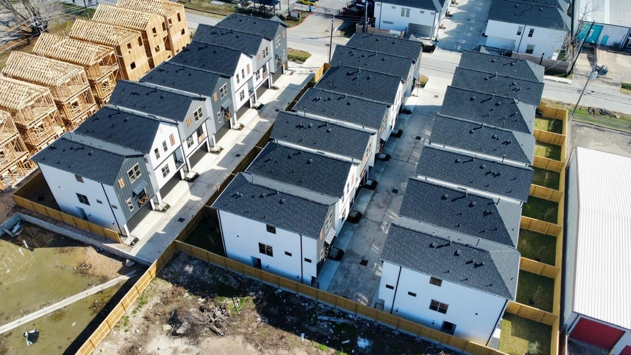 7807 Amelia Road, Unit B Houston, TX 77055 - Photo 17 of 30 an aerial view of residential houses with outdoor space