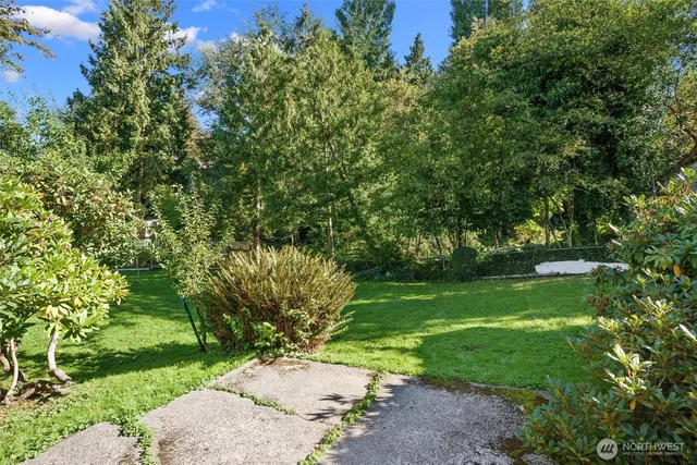 a view of backyard with green space