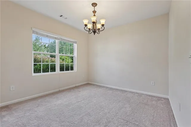 a view of a chandelier in a room