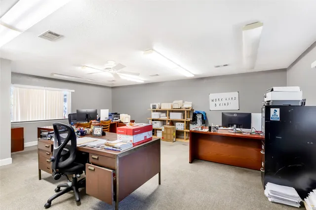 a work place with a desk and chair